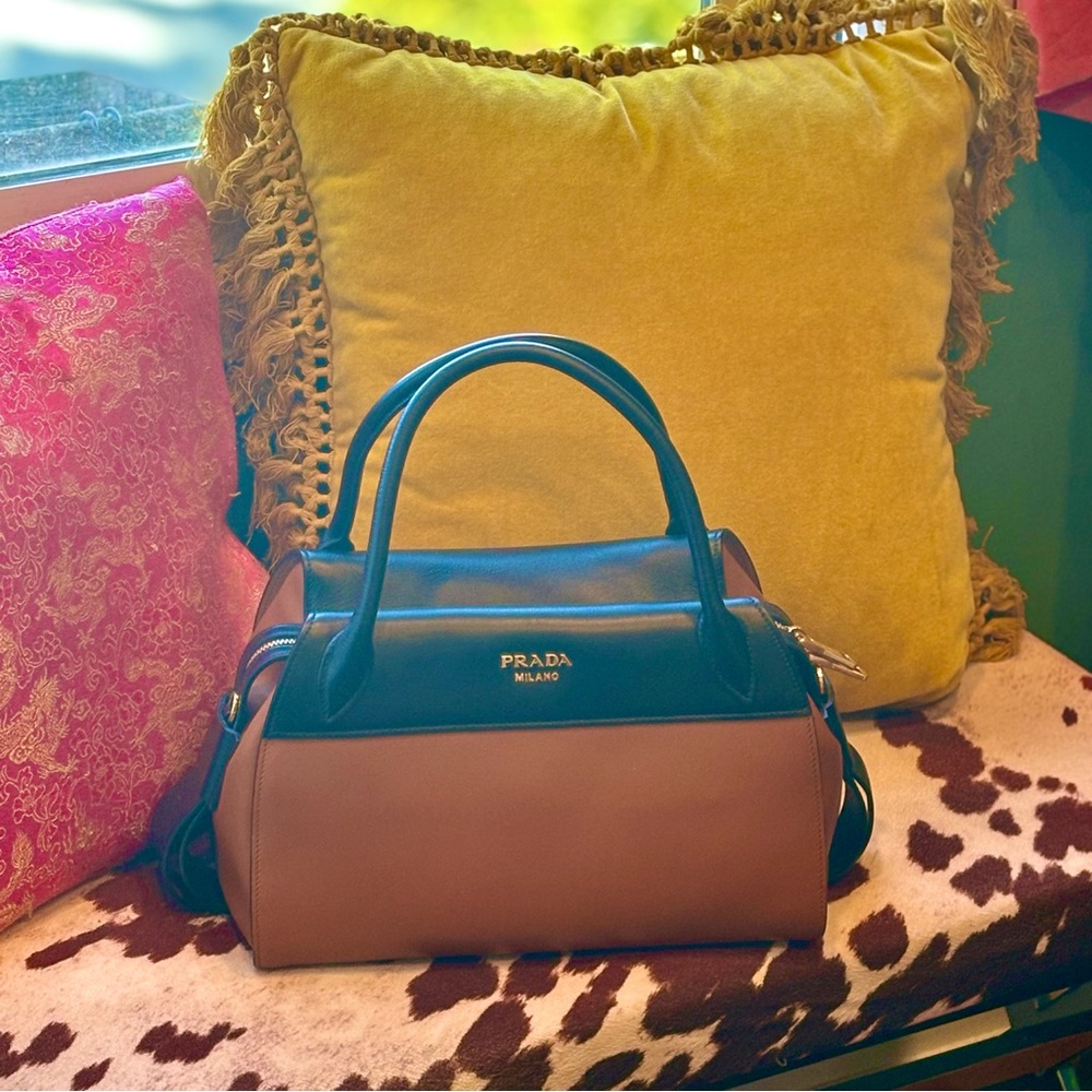 Prada Bowling Ribbon Bicolor Double-Handle Prada Tote Bag NWT - Picture 13 of 16